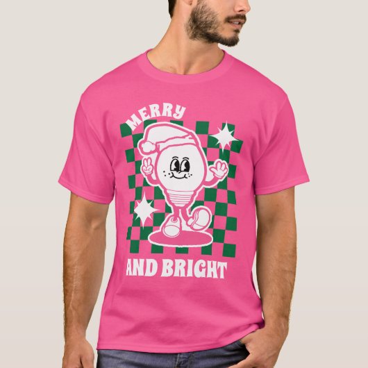 Vrolijk en helder kerstlicht Roze Vrouwen T-shirt (Voorkant)