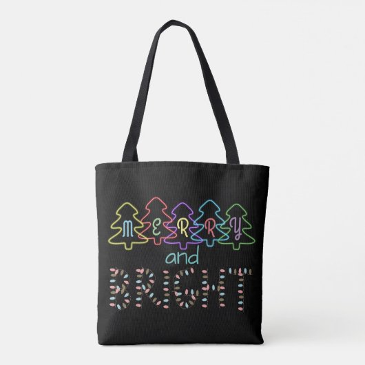 Vrolijk en helder kerstlicht tote bag (Achterkant)
