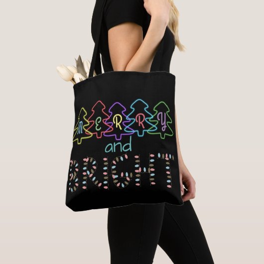 Vrolijk en helder kerstlicht tote bag (Dichtbij)