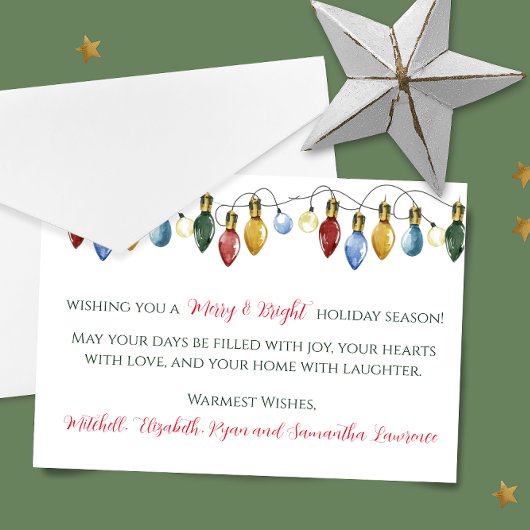 Vrolijk en helder kerstlicht vakantie Kaart