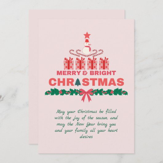 Vrolijk en helder Kerstmis 2023 Elegant Kleurrijk Kaart (Voorkant / Achterkant)