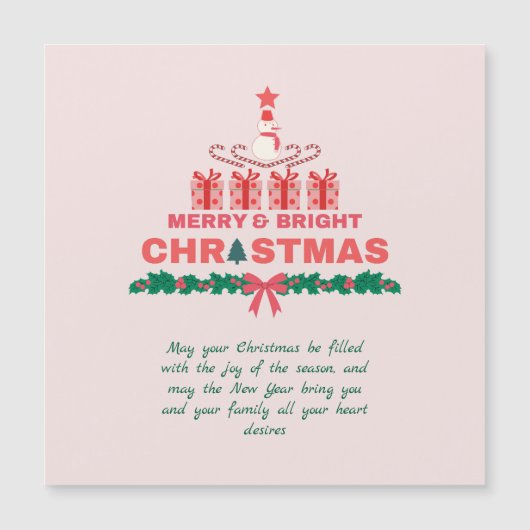 Vrolijk en helder Kerstmis 2023 Elegant Rood Roze (Voorkant)