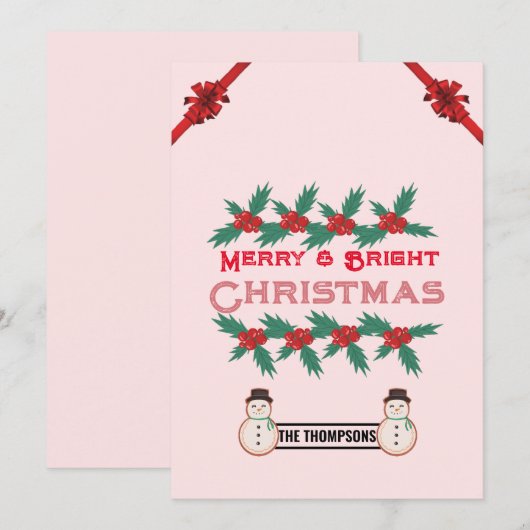 Vrolijk en helder Kerstmis 2023 Feestdagenkaart (Voorkant / Achterkant)