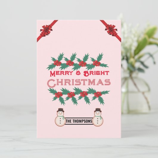 Vrolijk en helder Kerstmis 2023 Feestdagenkaart (Staand voorkant)