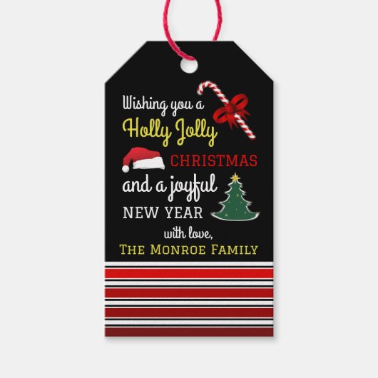 Vrolijk en helder, Kerstmis Cadeaulabel (Voorkant)