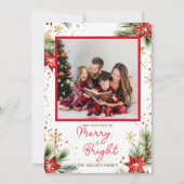 Vrolijk en helder Kerstmis één foto Feestdagenkaart (Voorkant)