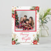 Vrolijk en helder Kerstmis één foto Feestdagenkaart (Staand voorkant)