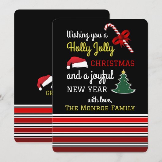 Vrolijk en helder, Kerstmis Feestdagenkaart (Voorkant / Achterkant)