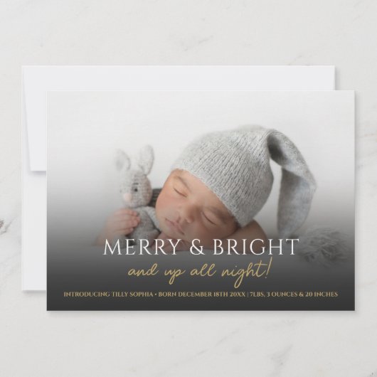 Vrolijk en helder Kerstmis geboorte aankondiging (Voorkant)