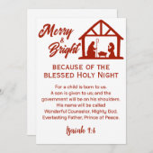 Vrolijk en helder Kerstmis Geboorte Rood Script Feestdagenkaart (Voorkant / Achterkant)