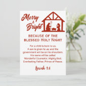 Vrolijk en helder Kerstmis Geboorte Rood Script Feestdagenkaart (Staand voorkant)