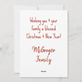 Vrolijk en helder Kerstmis Geboorte Rood Script Feestdagenkaart (Achterkant)