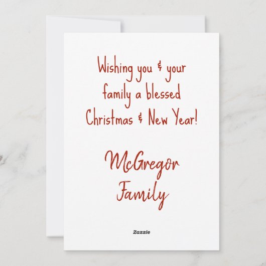 Vrolijk en helder Kerstmis Geboorte Rood Script Feestdagenkaart (Achterkant)