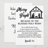 Vrolijk en helder Kerstmis Geboorte Zwart Script Feestdagenkaart (Voorkant / Achterkant)