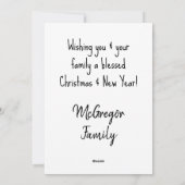 Vrolijk en helder Kerstmis Geboorte Zwart Script Feestdagenkaart (Achterkant)