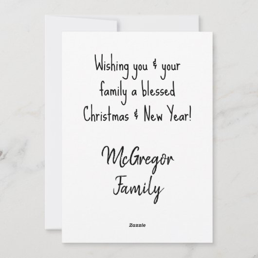 Vrolijk en helder Kerstmis Geboorte Zwart Script Feestdagenkaart (Achterkant)