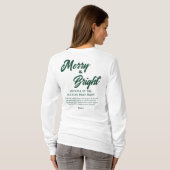 Vrolijk en helder Kerstmis Groen Script T-shirt (Achterkant volledig)