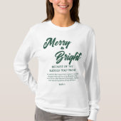 Vrolijk en helder Kerstmis Groen Script T-shirt (Voorkant)