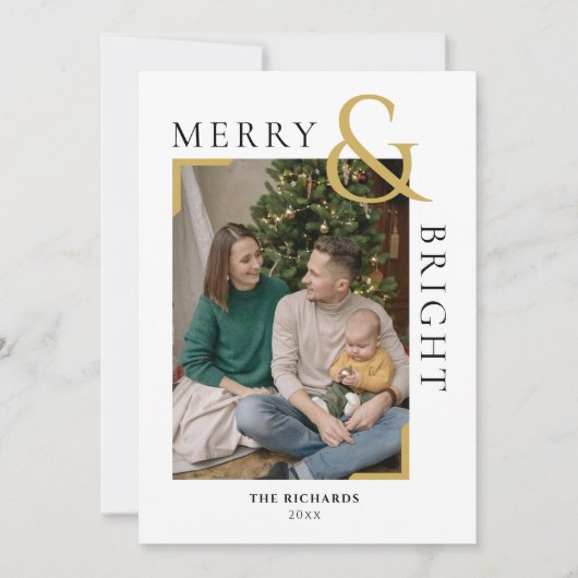 Vrolijk en helder Kerstmis Minimal Photo Card Kaart (Voorkant)