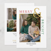 Vrolijk en helder Kerstmis Minimal Photo Card Kaart (Voorkant / Achterkant)