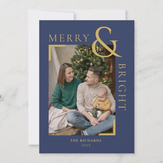 Vrolijk en helder Kerstmis Minimal Photo Card Kaart (Voorkant)