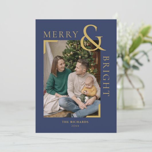 Vrolijk en helder Kerstmis Minimal Photo Card Kaart (Staand voorkant)