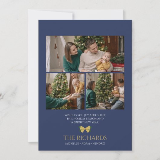 Vrolijk en helder Kerstmis Minimal Photo Card Kaart (Achterkant)