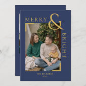 Vrolijk en helder Kerstmis Minimal Photo Card Kaart (Voorkant / Achterkant)