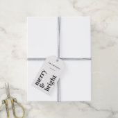 Vrolijk en helder | Kerstmis Modern Zwart & Wit Cadeaulabel (Met Touw)