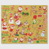 Vrolijk en Helder Kerstmis op gouden achtergrond | Cadeaupapier (Vlak)