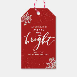 Vrolijk en helder Kerstmis Sneeuwvlok Custom Red Cadeaulabel