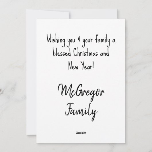 Vrolijk en helder Kerstmis Zwart Script Feestdagenkaart (Achterkant)