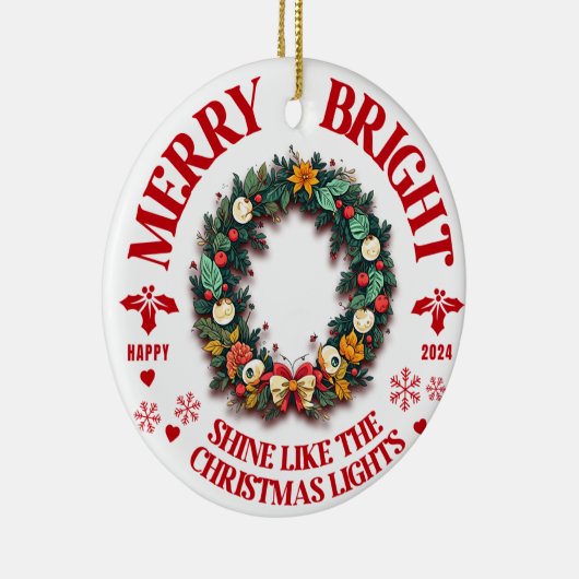 Vrolijk en helder kerstornament - 1 keramisch ornament (Rechts)