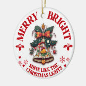 Vrolijk en helder kerstornament - Bell Keramisch Ornament (Links)