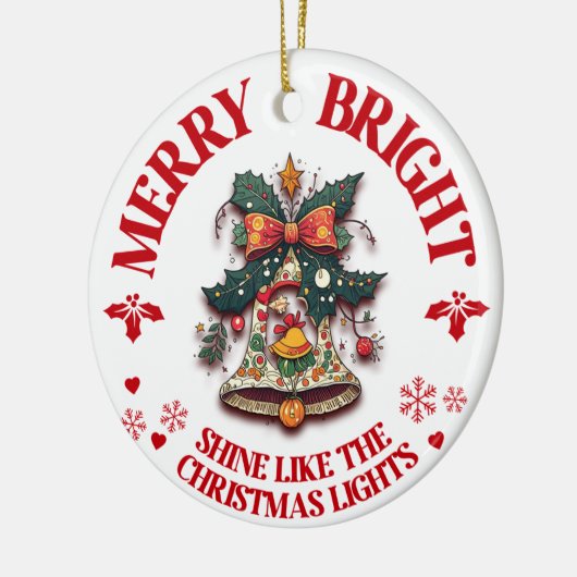 Vrolijk en helder kerstornament - Bell Keramisch Ornament (Links)