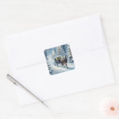 Vrolijk en helder kerstpaard vierkante sticker (Envelop)