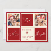 Vrolijk en helder kerstrood 2 foto feestdagenkaart (Voorkant)