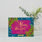 Vrolijk en helder kerstrood blauw folie feestdagen briefkaart (Staand Voorkant)