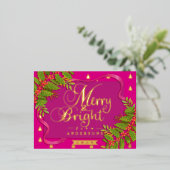 Vrolijk en helder kerstrood folie feestdagen briefkaart (Staand Voorkant)