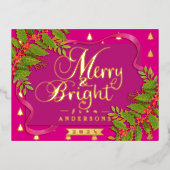 Vrolijk en helder kerstrood folie feestdagen briefkaart (Voorkant)