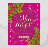 Vrolijk en helder kerstrood folie feestdagen briefkaart (Voorkant)