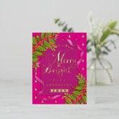 Vrolijk en helder kerstrood folie feestdagen briefkaart (Staand Voorkant)