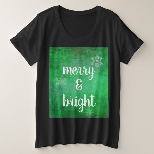 Vrolijk en helder kerstsneeuwvlokken op Green Plus Grote Maat T-shirt (Design voorkant)