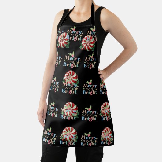 Vrolijk en helder kerstsnoepriet schort (Insitu)