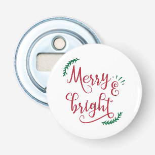 vrolijk en helder Kerstvakantie Button Flesopener
