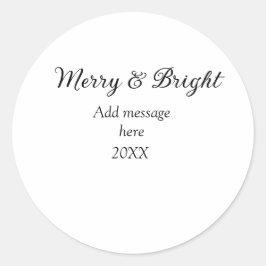 Vrolijk en helder kerstvakantie en berichtjaar ronde sticker