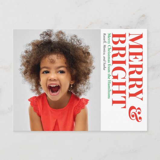 Vrolijk en helder kerstvakantie foto feestdagenkaart (Voorkant)