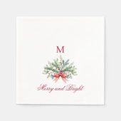 Vrolijk en helder kerstvakantie groen servet (Voorkant)