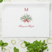 Vrolijk en helder kerstvakantie groen theedoek (Gevouwen)