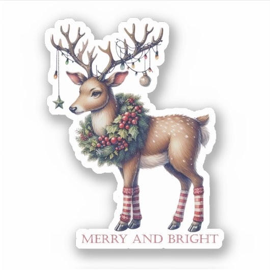 Vrolijk en helder kerstvakantie Vinyl Sticker (Voorkant)